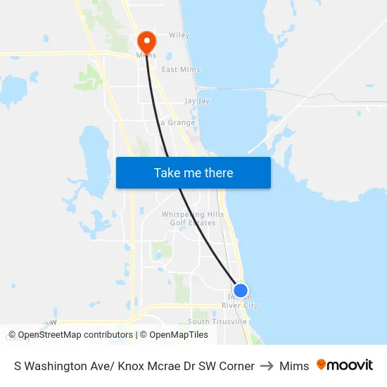 S Washington Ave/ Knox Mcrae Dr SW Corner to Mims map
