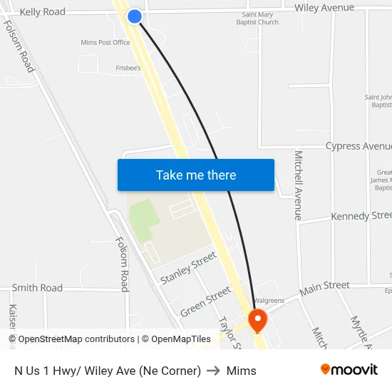 N Us 1 Hwy/ Wiley Ave (Ne Corner) to Mims map
