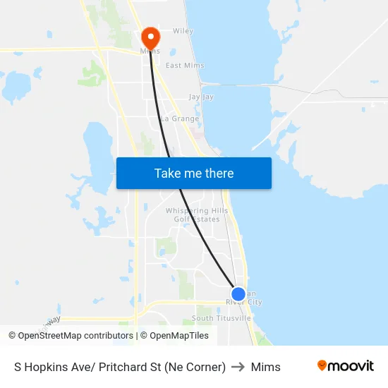 S Hopkins Ave/ Pritchard St (Ne Corner) to Mims map