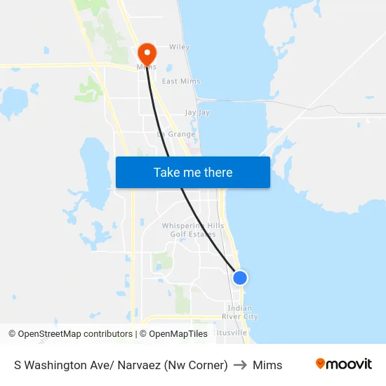 S Washington Ave/ Narvaez (Nw Corner) to Mims map
