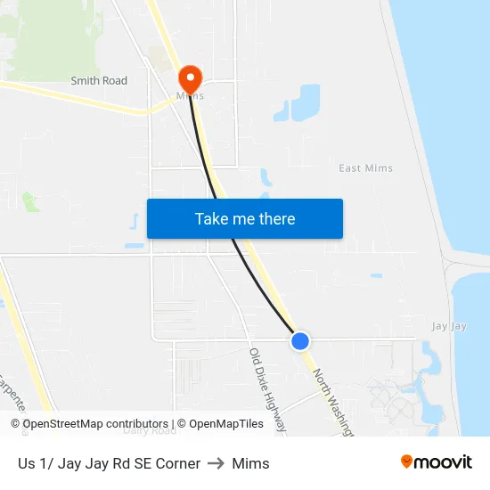 Us 1/ Jay Jay Rd SE Corner to Mims map