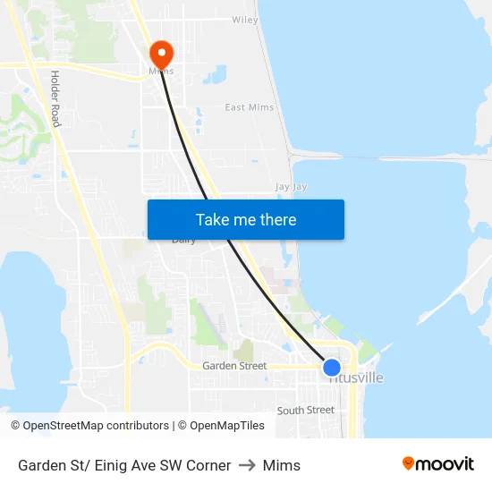 Garden St/ Einig Ave SW Corner to Mims map