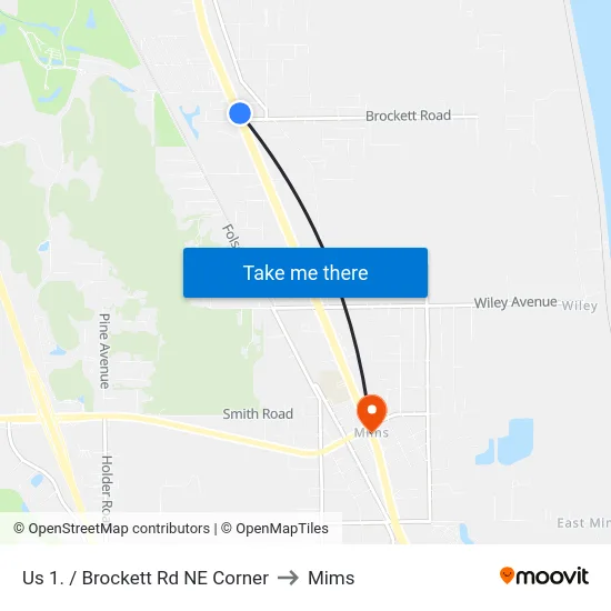 Us 1. / Brockett Rd NE Corner to Mims map