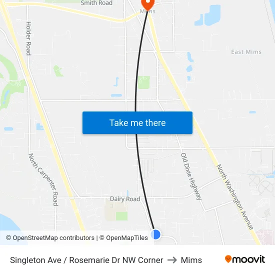 Singleton Ave / Rosemarie Dr NW Corner to Mims map