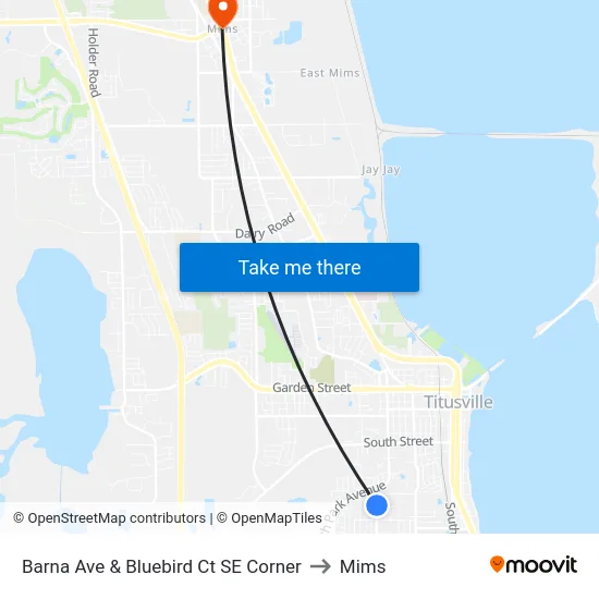 Barna Ave & Bluebird Ct SE Corner to Mims map