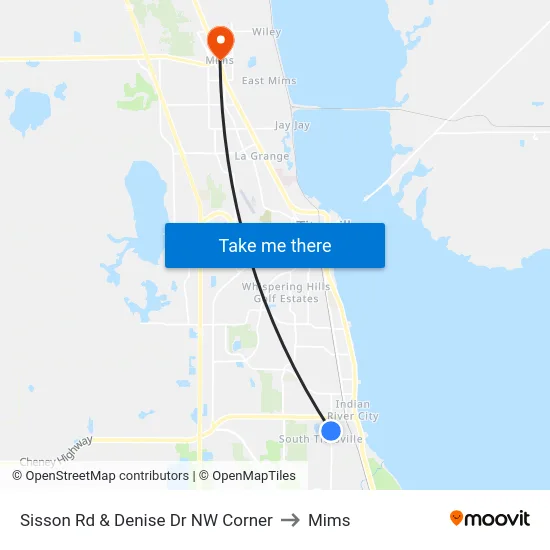 Sisson Rd & Denise Dr NW Corner to Mims map