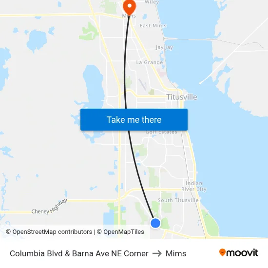 Columbia Blvd & Barna Ave NE Corner to Mims map