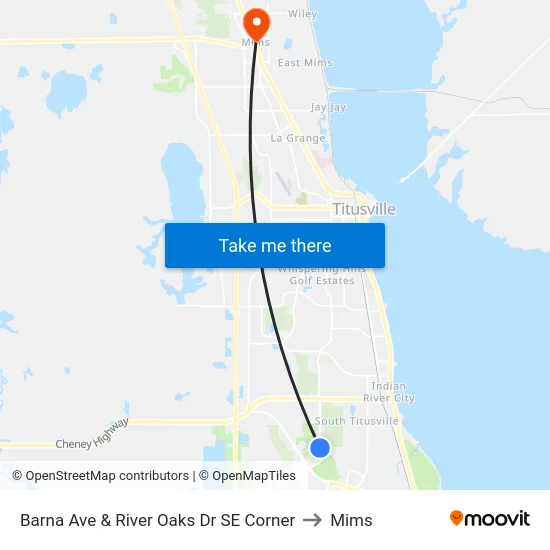 Barna Ave & River Oaks Dr SE Corner to Mims map