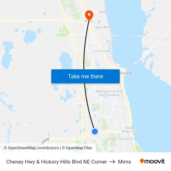 Cheney Hwy & Hickory Hills Blvd NE Corner to Mims map