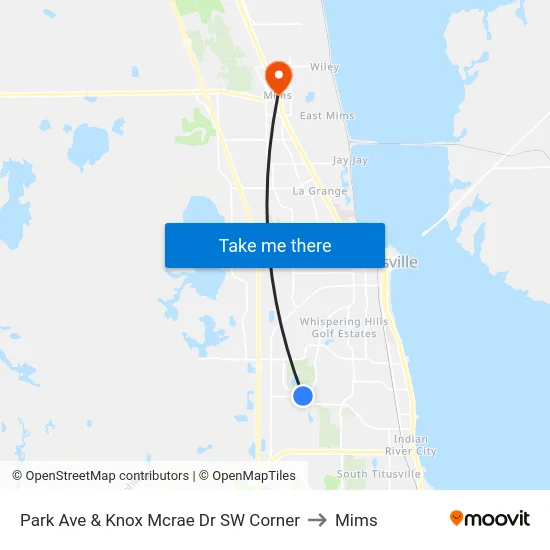 Park Ave & Knox Mcrae Dr SW Corner to Mims map