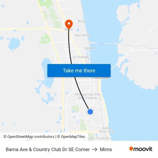 Barna Ave & Country Club Dr SE Corner to Mims map