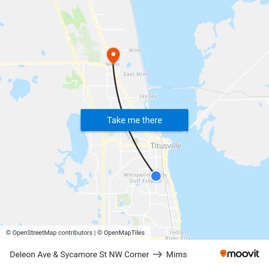 Deleon Ave & Sycamore St NW Corner to Mims map