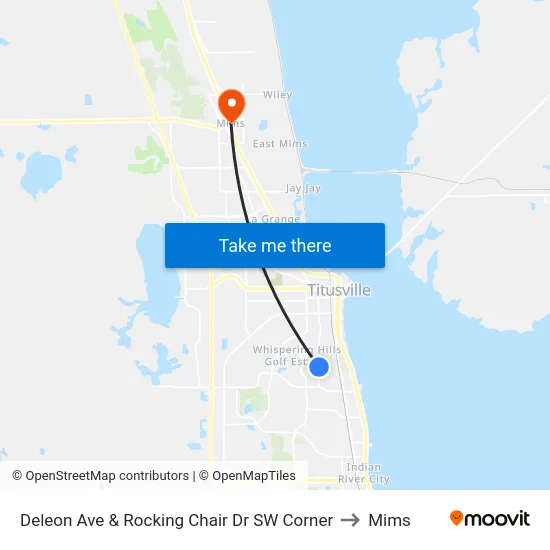 Deleon Ave & Rocking Chair Dr SW Corner to Mims map