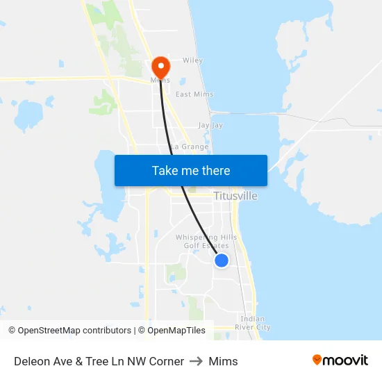 Deleon Ave & Tree Ln NW Corner to Mims map