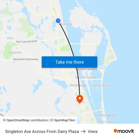 Singleton Ave Across From Dairy Plaza to Viera map