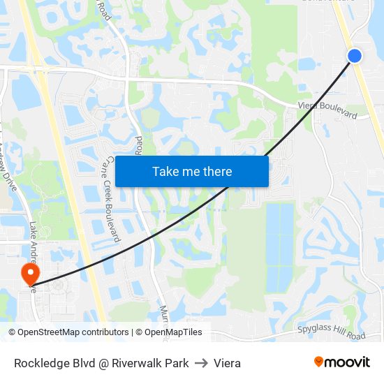 Rockledge Blvd @ Riverwalk Park to Viera map