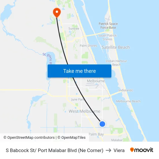 S Babcock St/ Port Malabar Blvd (Ne Corner) to Viera map