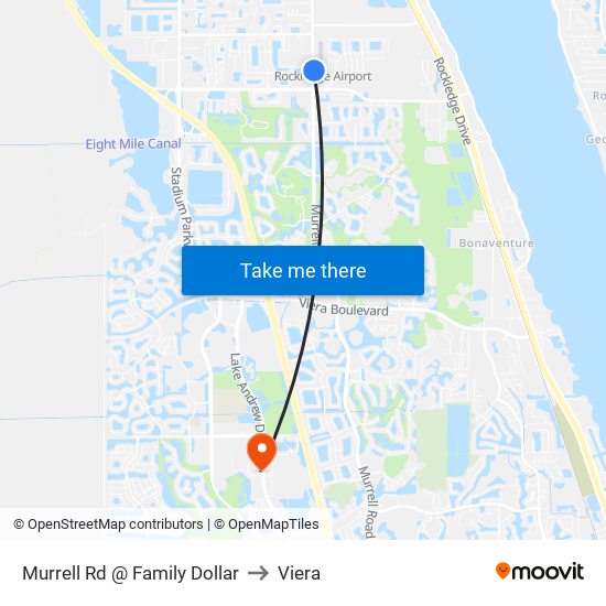 Murrell Rd @ Family Dollar to Viera map