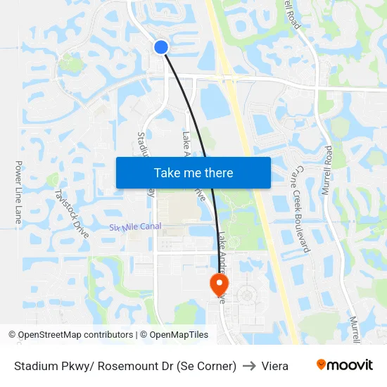 Stadium Pkwy/ Rosemount Dr (Se Corner) to Viera map