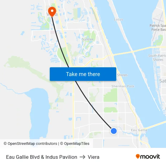 Eau Gallie Blvd & Indus Pavilion to Viera map