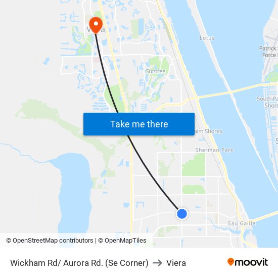 Wickham Rd/ Aurora Rd. (Se Corner) to Viera map