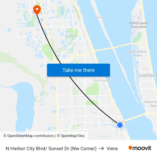 N Harbor City Blvd/ Sunset Dr (Nw Corner) to Viera map