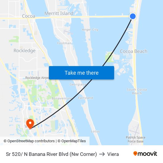 Sr 520/ N Banana River Blvd (Nw Corner) to Viera map