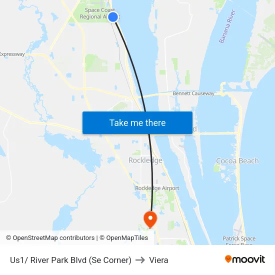 Us1/ River Park Blvd (Se Corner) to Viera map