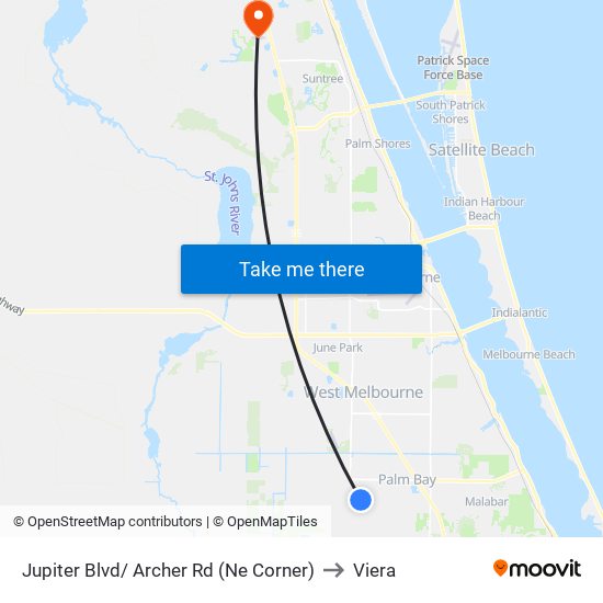 Jupiter Blvd/ Archer Rd (Ne Corner) to Viera map