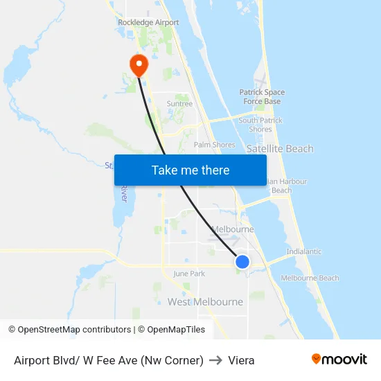 Airport Blvd/ W Fee Ave (Nw Corner) to Viera map