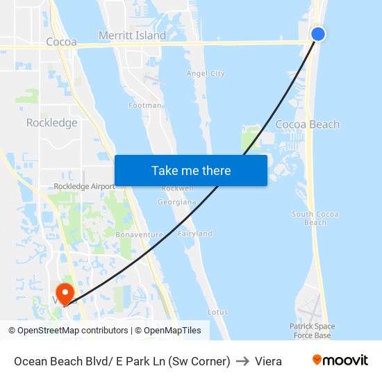 Ocean Beach Blvd/ E Park Ln (Sw Corner) to Viera map