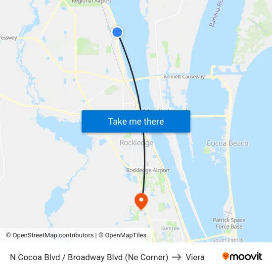 N Cocoa Blvd / Broadway Blvd (Ne Corner) to Viera map