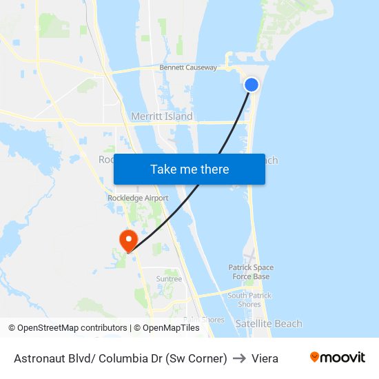 Astronaut Blvd/ Columbia Dr (Sw Corner) to Viera map