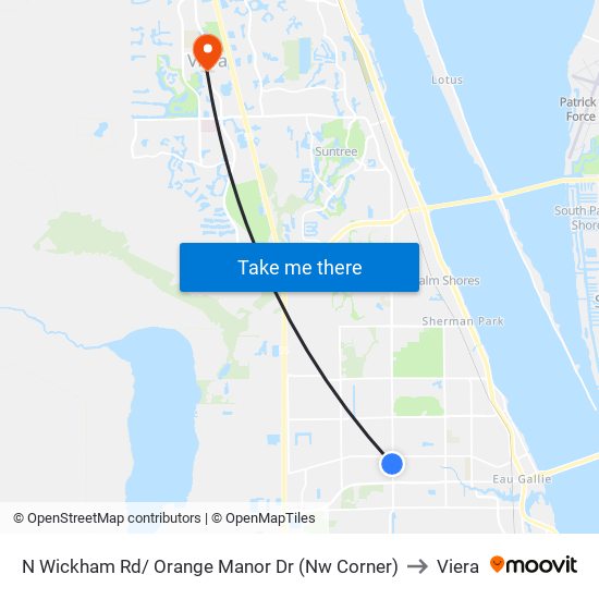 N Wickham Rd/ Orange Manor Dr (Nw Corner) to Viera map