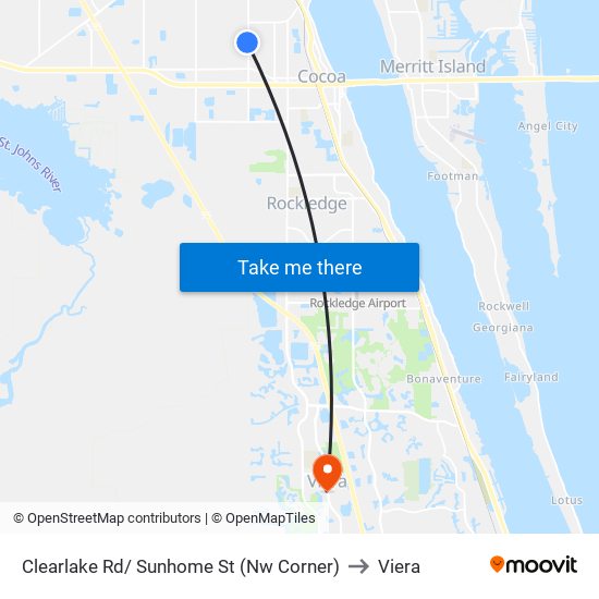 Clearlake Rd/ Sunhome St (Nw Corner) to Viera map