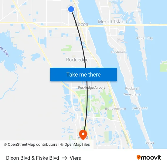 Dixon Blvd & Fiske Blvd to Viera map