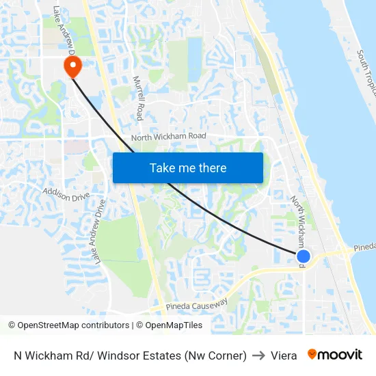 N Wickham Rd/ Windsor Estates (Nw Corner) to Viera map