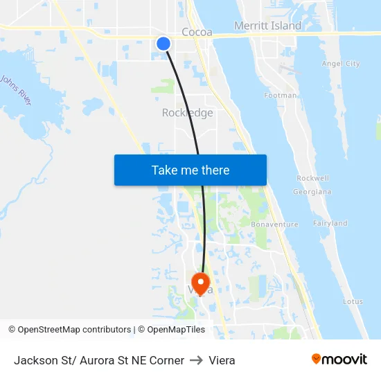 Jackson St/ Aurora St NE Corner to Viera map