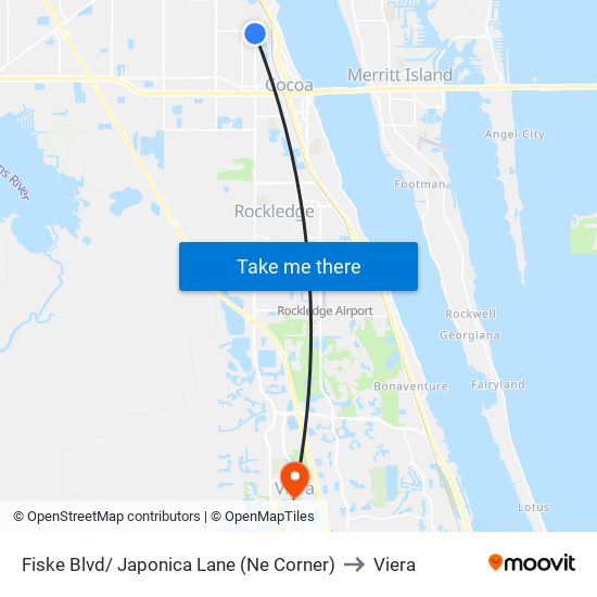 Fiske Blvd/ Japonica Lane (Ne Corner) to Viera map
