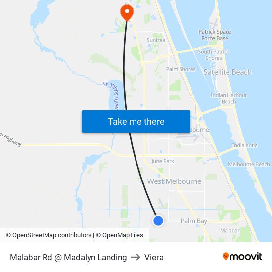 Malabar Rd @ Madalyn Landing to Viera map
