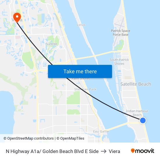 N Highway A1a/ Golden Beach Blvd E Side to Viera map