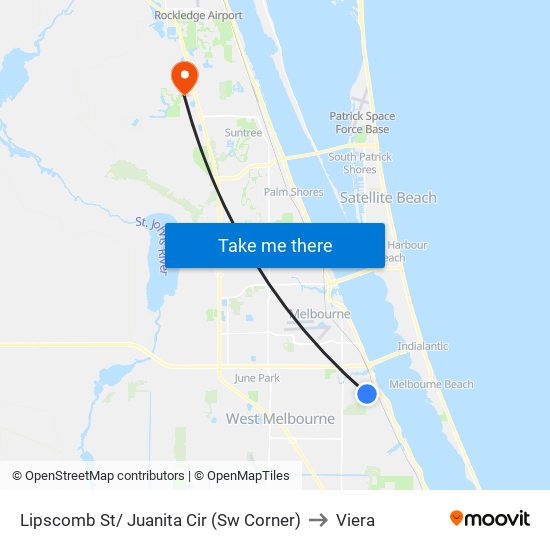 Lipscomb St/ Juanita Cir (Sw Corner) to Viera map