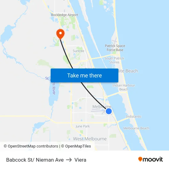 Babcock St/ Nieman Ave to Viera map
