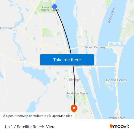 Us 1 / Satellite Rd to Viera map