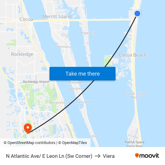 N Atlantiic Ave/ E Leon Ln (Sw Corner) to Viera map