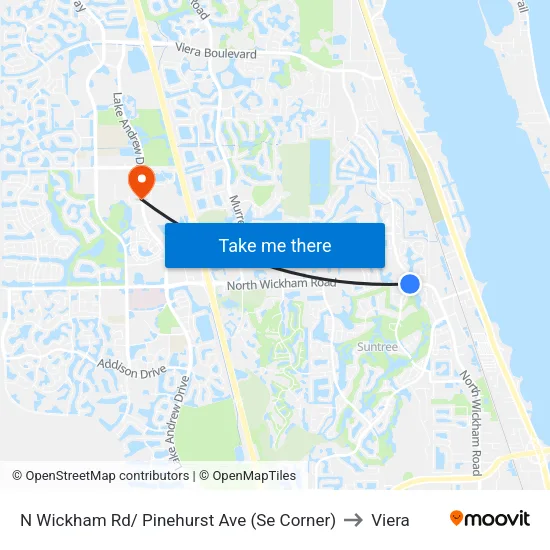 N Wickham Rd/ Pinehurst Ave (Se Corner) to Viera map