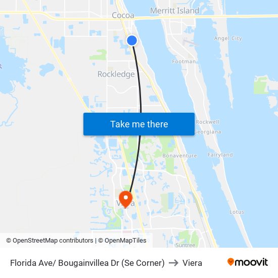 Florida Ave/ Bougainvillea Dr (Se Corner) to Viera map