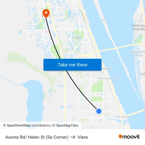 Aurora Rd/ Helen St (Se Corner) to Viera map