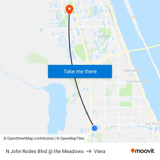 N John Rodes Blvd @ the Meadows to Viera map