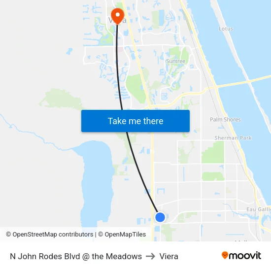 N John Rodes Blvd @ the Meadows to Viera map